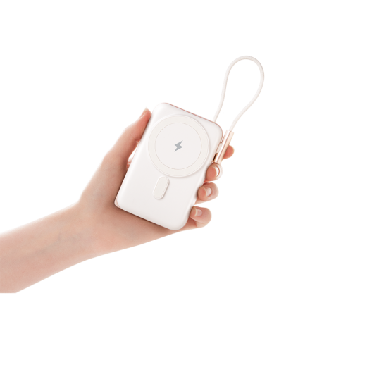 Външна батерия ttec ReCharger Pro M 10.000mAh MagSafe Comp. PD 20W Inserted USB-C Cable Powerbank - Бяла