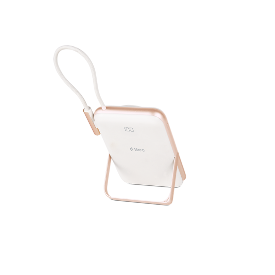 Външна батерия ttec ReCharger Pro M 10.000mAh MagSafe Comp. PD 20W Inserted USB-C Cable Powerbank - Бяла
