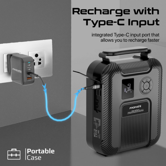 Стартер за акумулатор / външна батерия /Kompresor ProMate PATROLPACK, Jump Starter 16000mAh - Черен