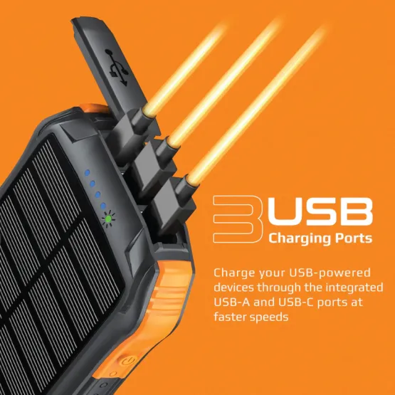 Външна батерия ProMate Solar PowerBank , Rugged, EcoLight 20W / 3.0 QC 5 in 1 10000mAh - Черна