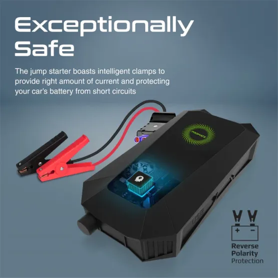 Стартерно устройство HEXABOLT-20 Jump starter 1500A/12V / Външна батерия ProMate PowerBank LED, Wireless, 6 in 1 19200mAh 3.0 QC - Черна