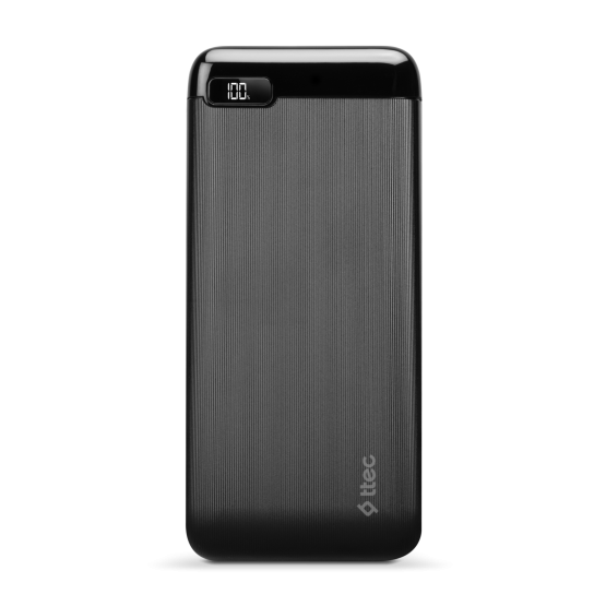 Външна батерия PowerSlim LCD 20.000 mAh Powerbank With USB-C Input/Output - Черна