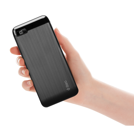 Външна батерия PowerSlim LCD 20.000 mAh Powerbank With USB-C Input/Output - Черна