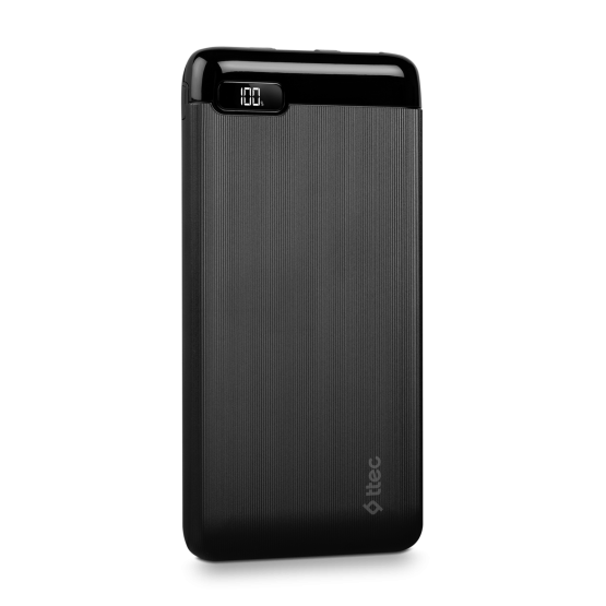 Външна батерия PowerSlim LCD 20.000 mAh Powerbank With USB-C Input/Output - Черна