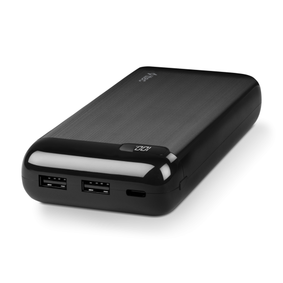 Външна батерия PowerSlim LCD 20.000 mAh Powerbank With USB-C Input/Output - Черна