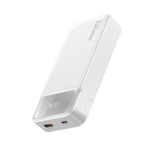 Външна батерия ProMate TORQ-20 PowerBank SuperSlim 20W / 3.0 QC, LCD, 20000mAh - Бяла
