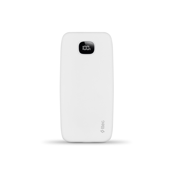 Външна батерия ttec, ChargeUp, Pro, LCD 10.000mAh, PD 20W, Бяла