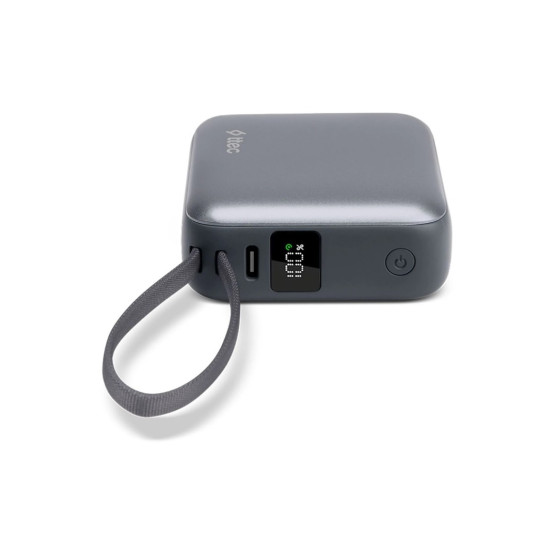 Външна батерия ttec ReCharger Mini LCD 10.000mAh PD 20W Powerbank с кабел USB-C и Lightning Cable - Сива