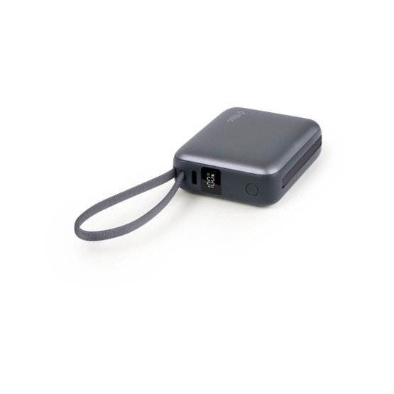 Външна батерия ttec ReCharger Mini LCD 10.000mAh PD 20W Powerbank с кабел USB-C и Lightning Cable - Сива