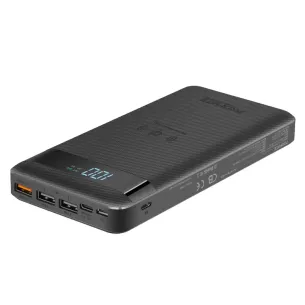 Външна батерия ProMate PowerBank Wireless 20W / 3.0 QC, PD, LCD, 20000mAh - Черна
